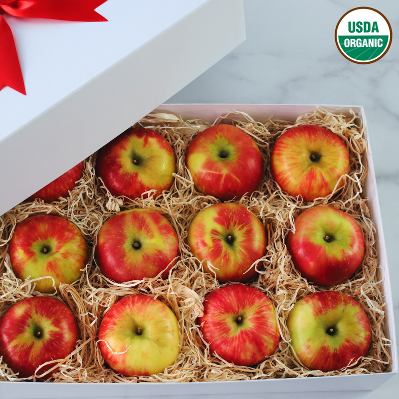 Holiday gift box of 12 organic Honeycrisp apples